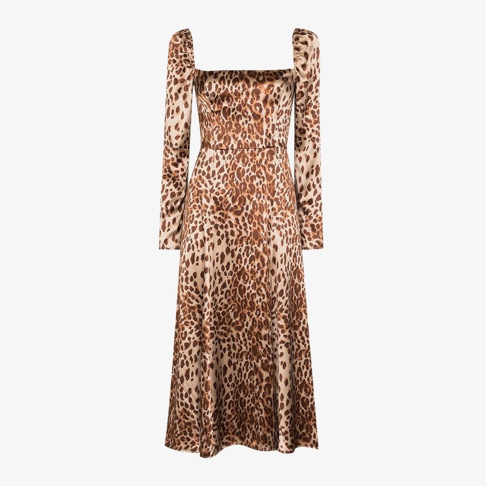 REFORMATION Leopard Cat Print Maryanne Dress 4 NEW - Picture 2 of 16